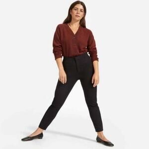 NEW Everlane The Fixed Waist Stretch Cotton Black Trouser Pants Size 00
